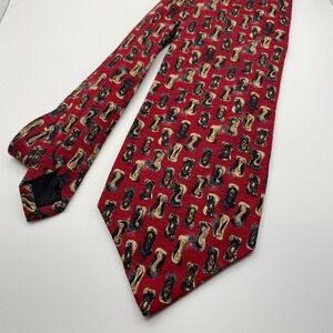 Ferrell Reed for Belk Simpson Mens Red Silk Tie Dog Pattern Printed in Italy